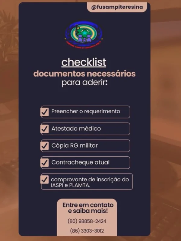 Documentação necessária para aderir ao FUSAMPI, dúvidas entrar em contato conosco!